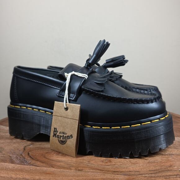 Dr Martens Adrian Quad Womens Black Size 10 Platform Leather Shoes New NWT - Picture 1 of 10